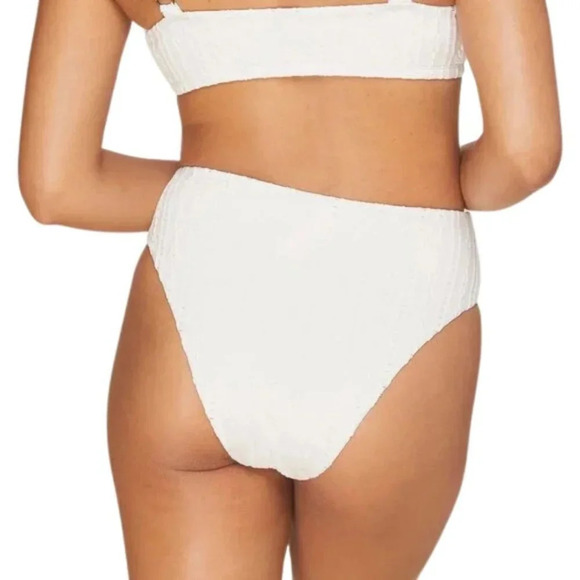 Andie Swim 90's High Waisted Bottom in Eyelet Coconut White Size Small NEW - Picture 3 of 7